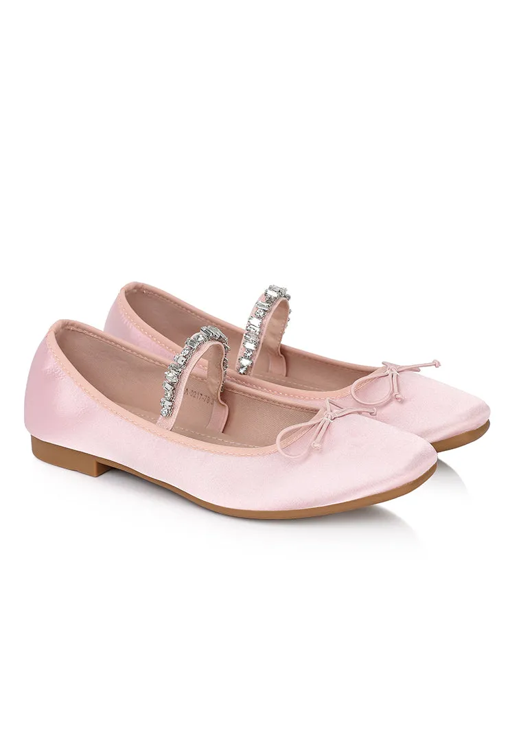 Celeste Crystal-Strap Ballerina & Flats (Pink)