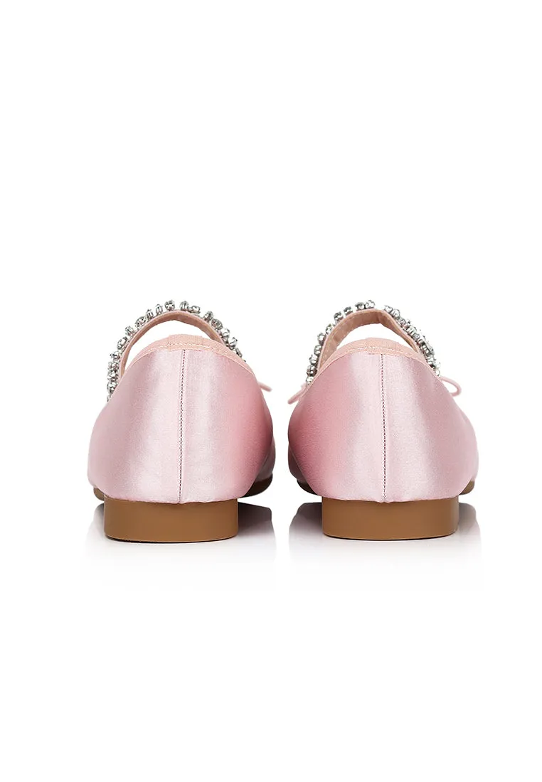 Celeste Crystal-Strap Ballerina & Flats (Pink)