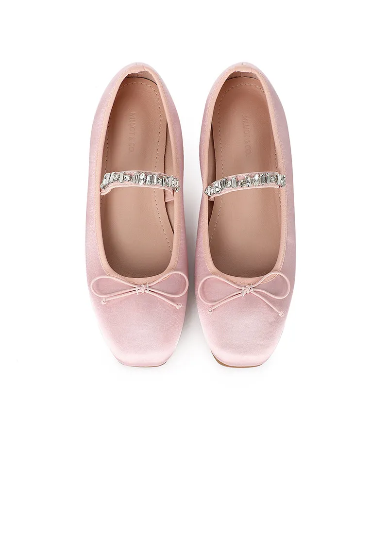 Celeste Crystal-Strap Ballerina & Flats (Pink)