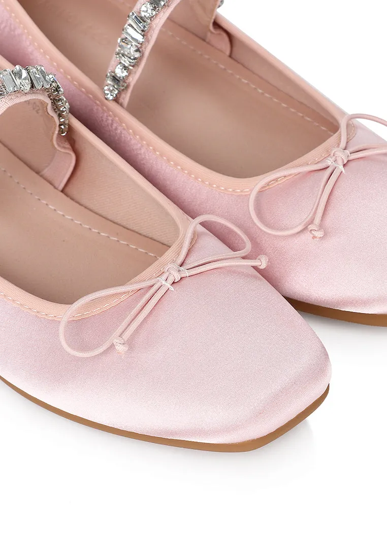 Celeste Crystal-Strap Ballerina & Flats (Pink)