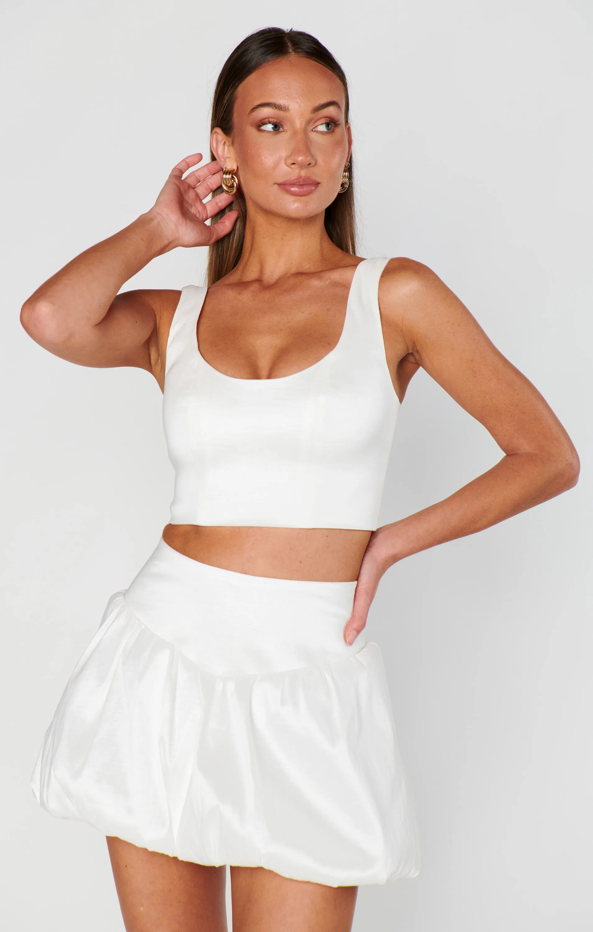 Celeste Skort ~ White Taffeta