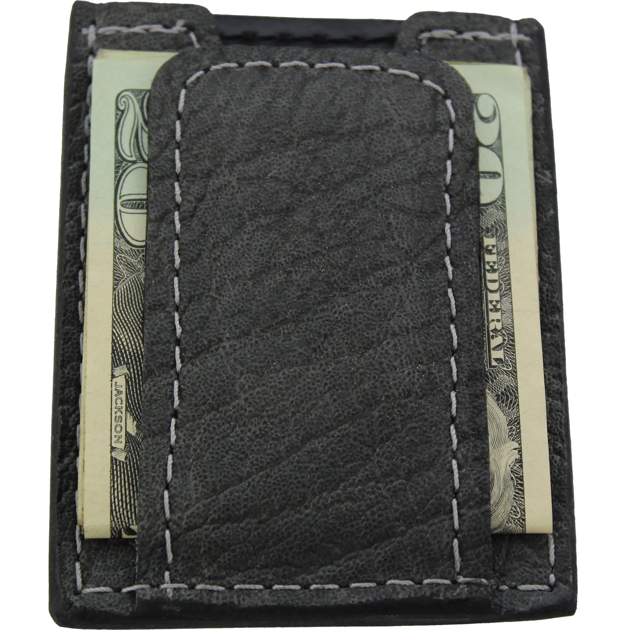 Charcoal Gray Elephant Money Clip Wallet With Credit Card Slots