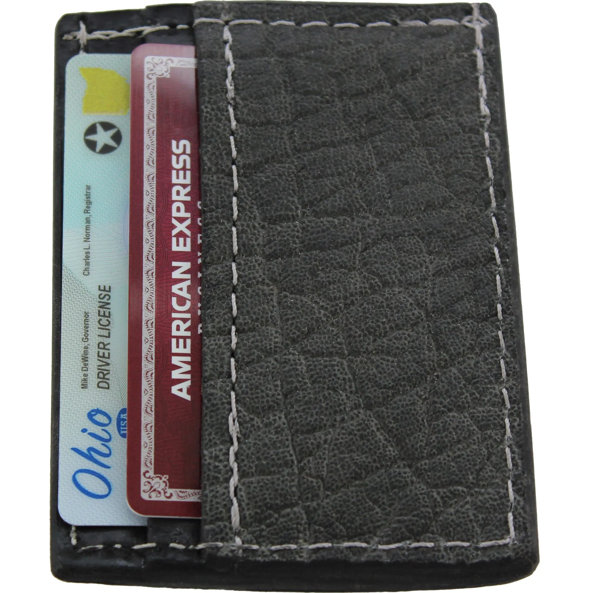 Charcoal Gray Elephant Money Clip Wallet With Credit Card Slots