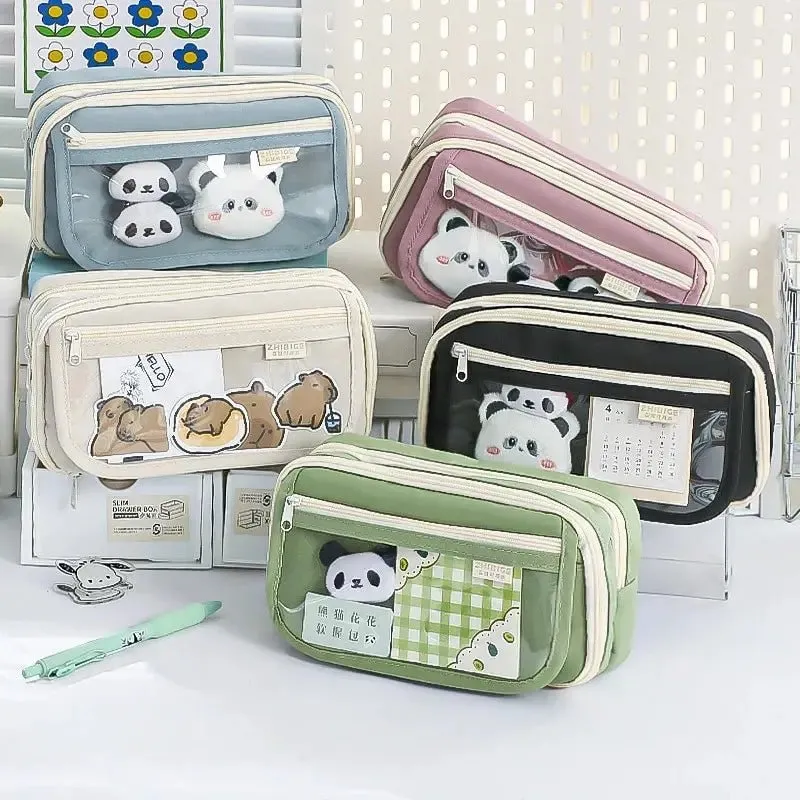 Charming Panda Flip Pencil Case – 9-Layer Spacious, Multi-Functional Stationery Organizer with Cute Panda Design