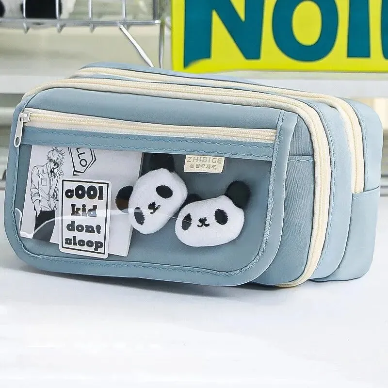 Charming Panda Flip Pencil Case – 9-Layer Spacious, Multi-Functional Stationery Organizer with Cute Panda Design