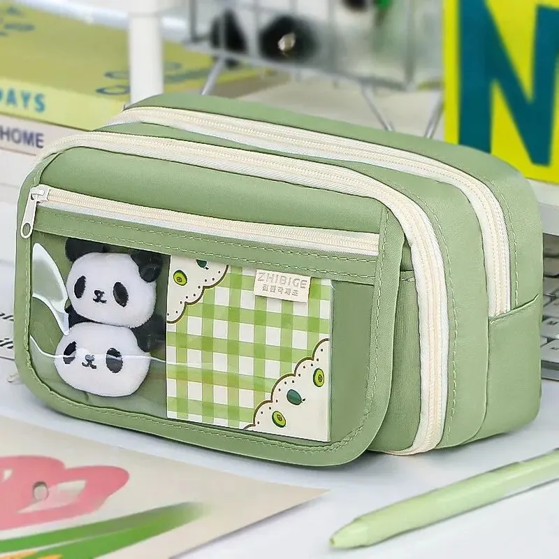 Charming Panda Flip Pencil Case – 9-Layer Spacious, Multi-Functional Stationery Organizer with Cute Panda Design