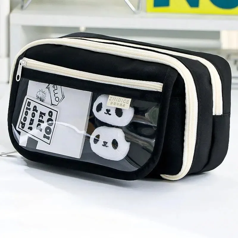 Charming Panda Flip Pencil Case – 9-Layer Spacious, Multi-Functional Stationery Organizer with Cute Panda Design