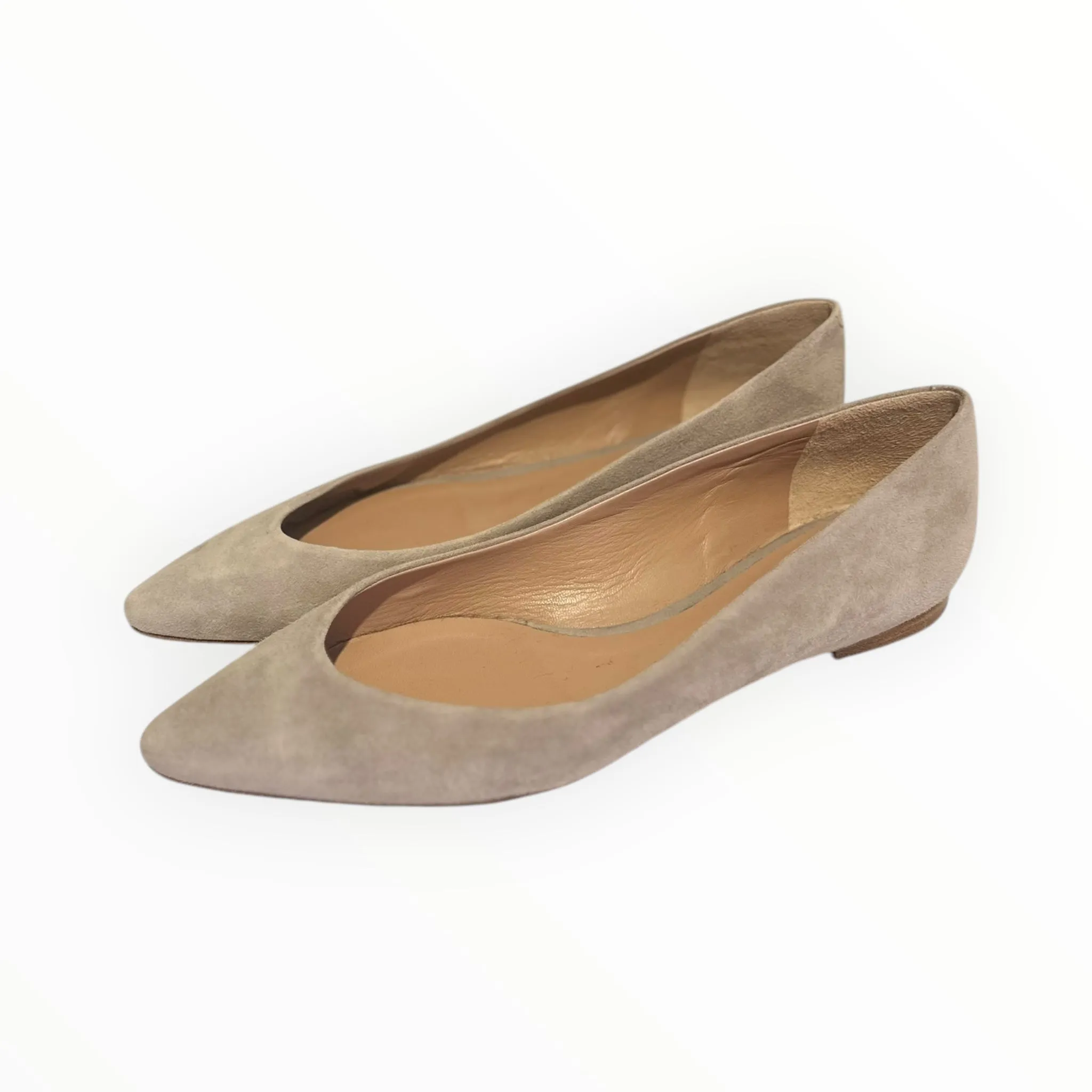Chloe Suede Pointed Ballet Flats - Dove Grey - Size 41