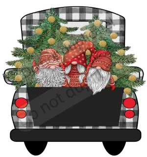 Christmas Gnomes in Truck Vinyl Heat Transfer