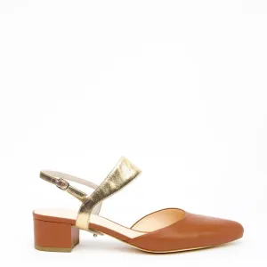 Cognac Slide   Gold Elsie
