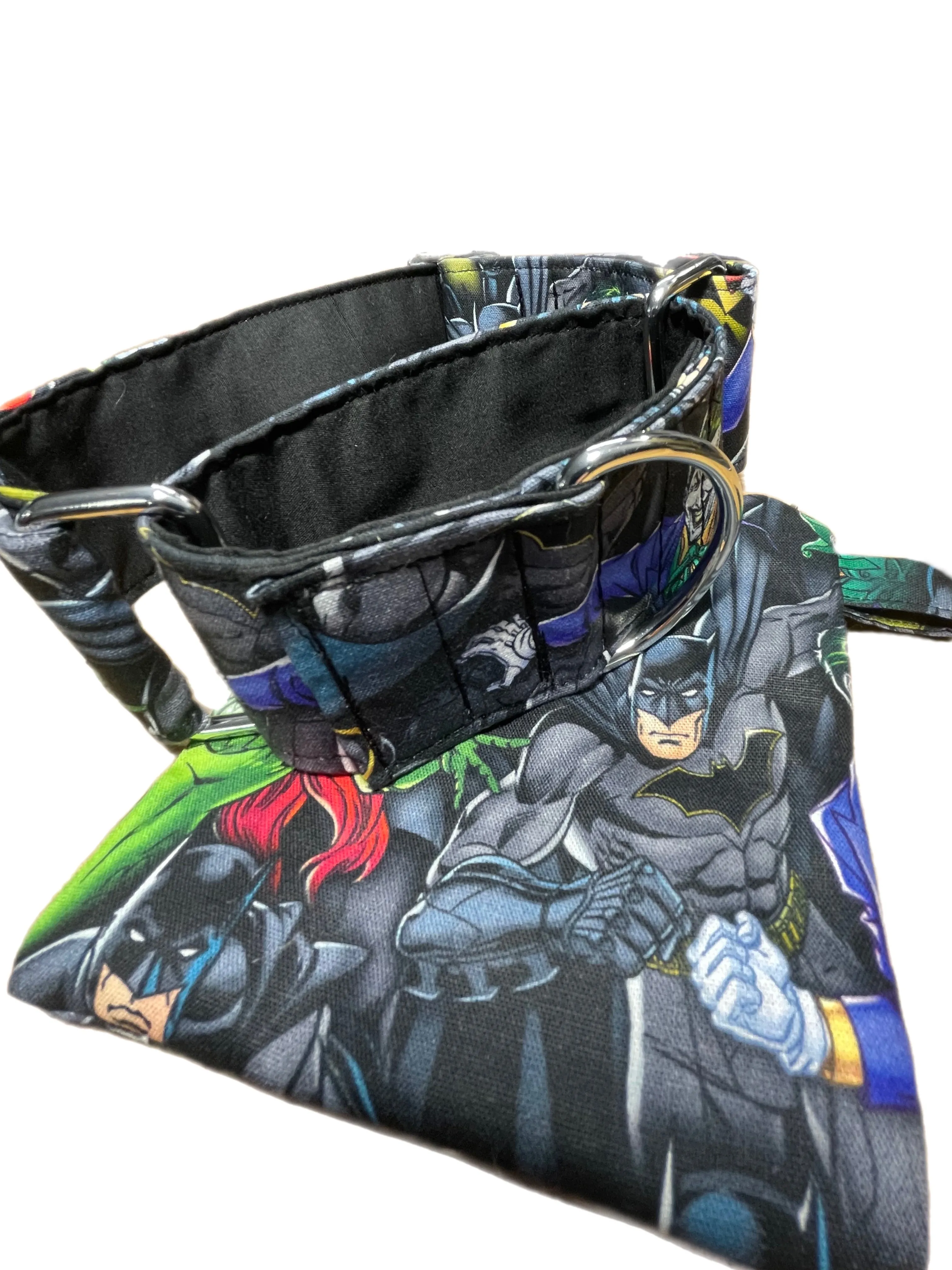 Cotton covered greyhound Martingale collar Batman, Robin, The Joker and Poison Ivy 50mm width