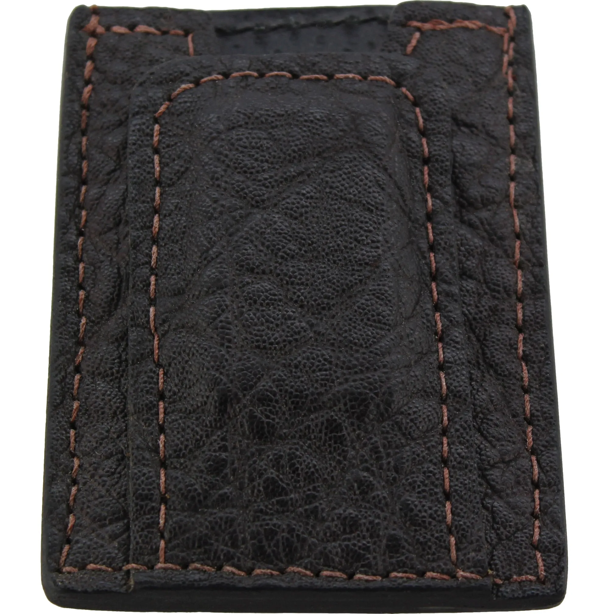 Dark Brown Elephant Money Clip Wallet With Credit Card Slots