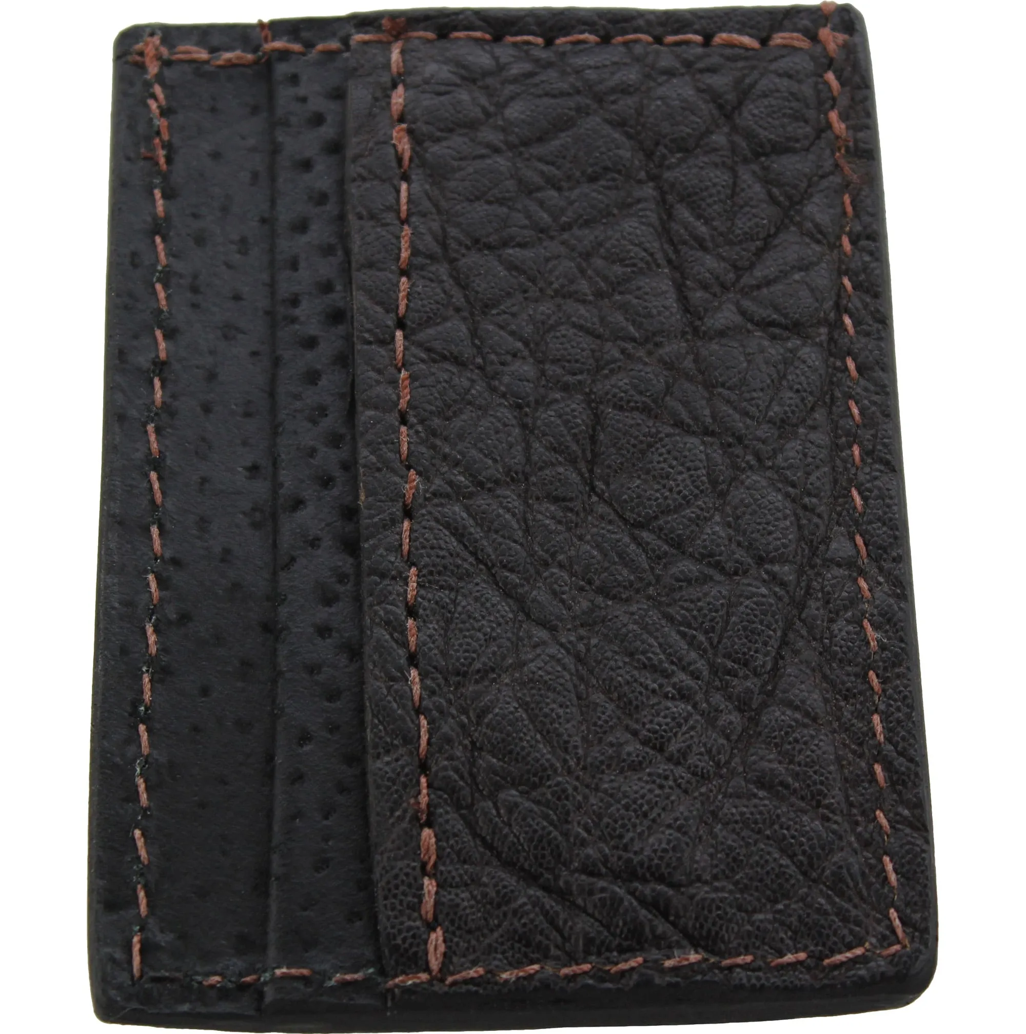Dark Brown Elephant Money Clip Wallet With Credit Card Slots