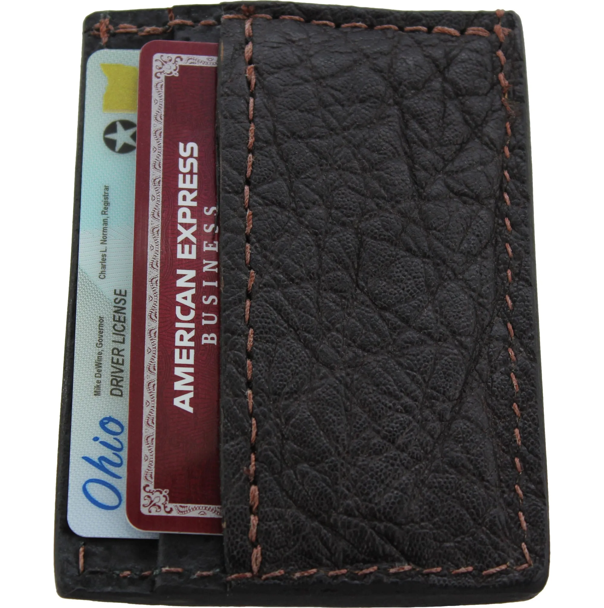 Dark Brown Elephant Money Clip Wallet With Credit Card Slots