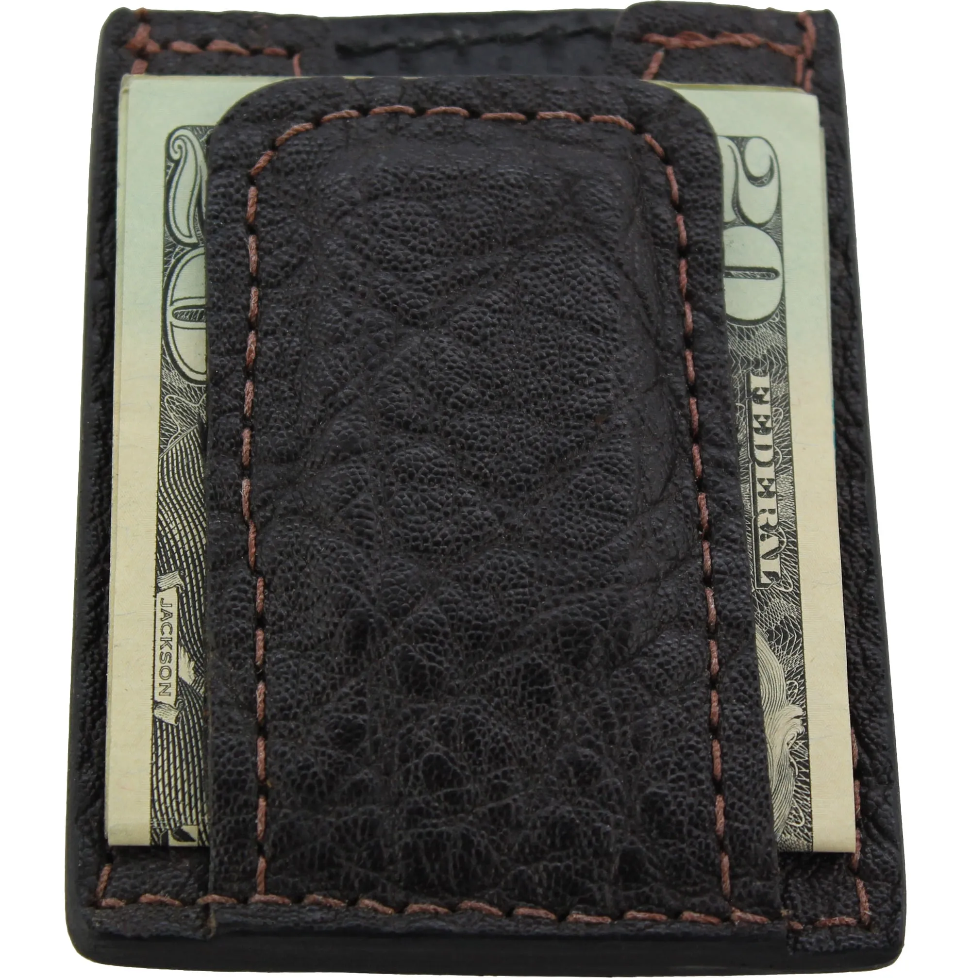 Dark Brown Elephant Money Clip Wallet With Credit Card Slots