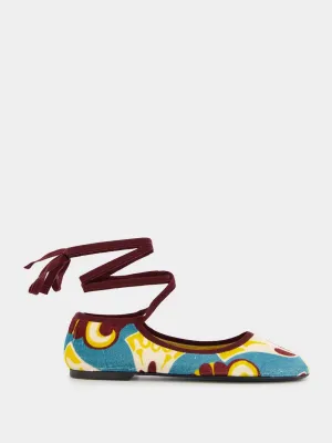 Dendera Light Blue Winter Ballerina Flats