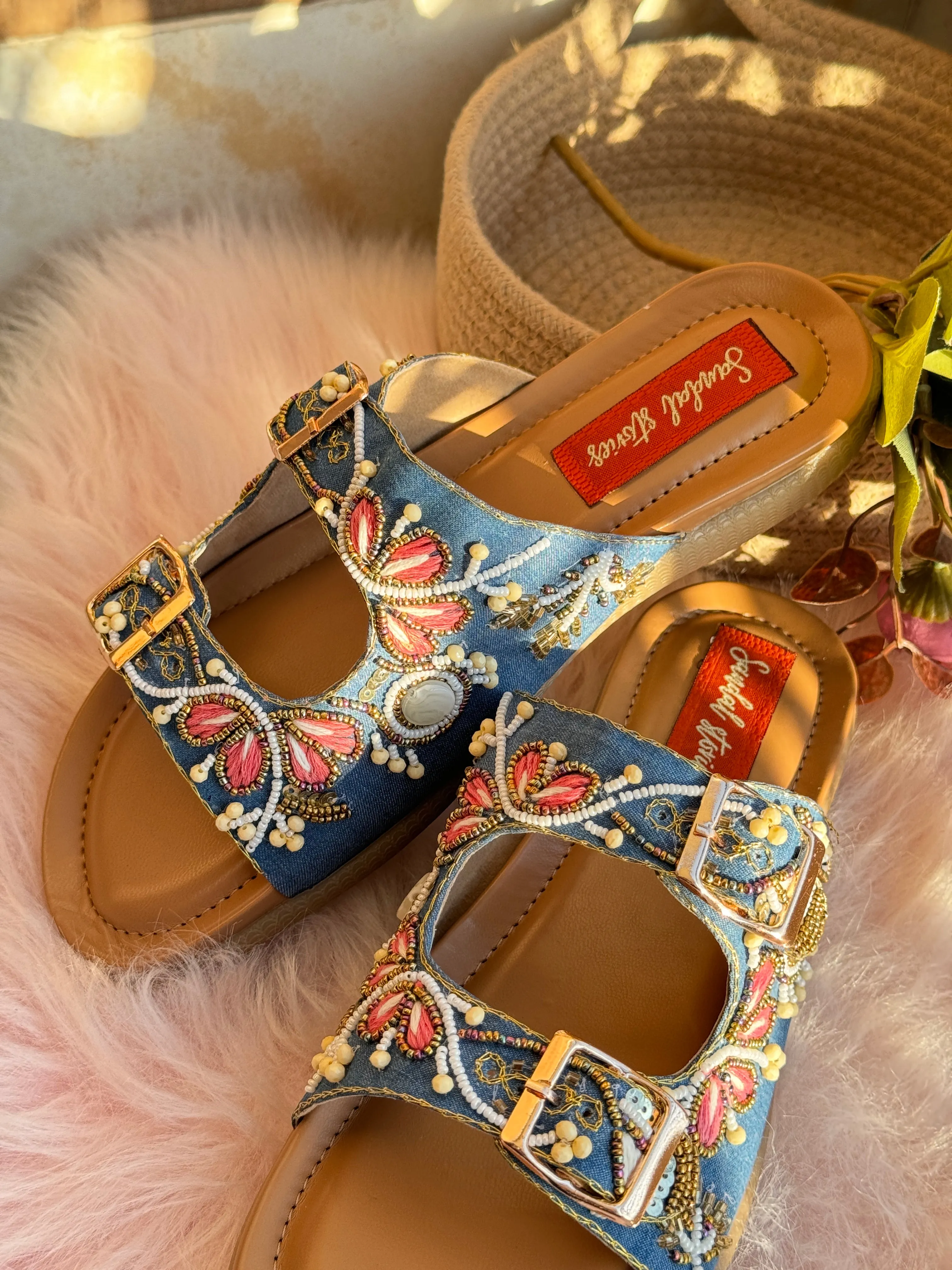 Denim Bloom Doctor Sole Sandals