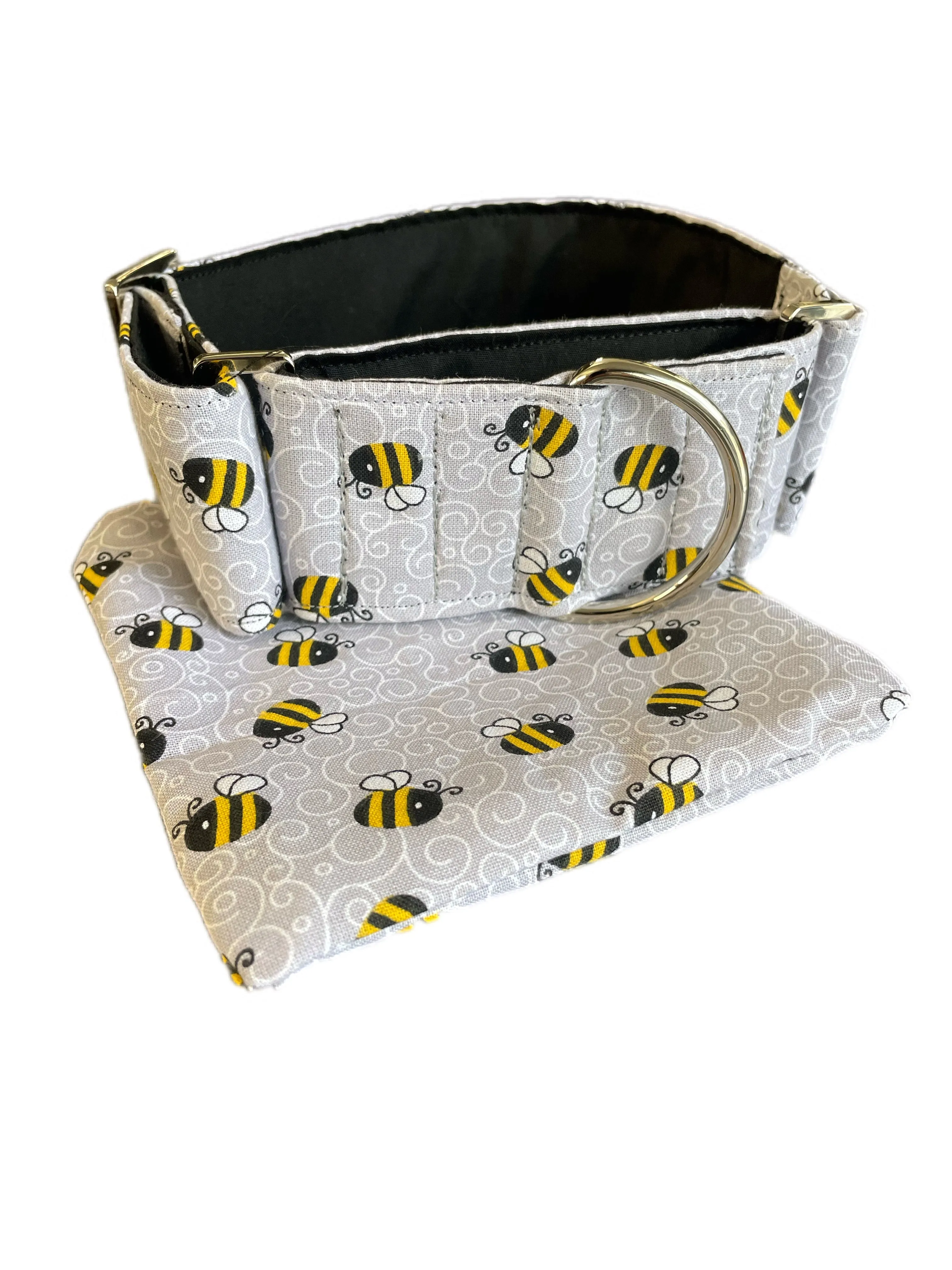 Don’t bee grey greyhound Martingale collar cotton covered 50mm width super soft