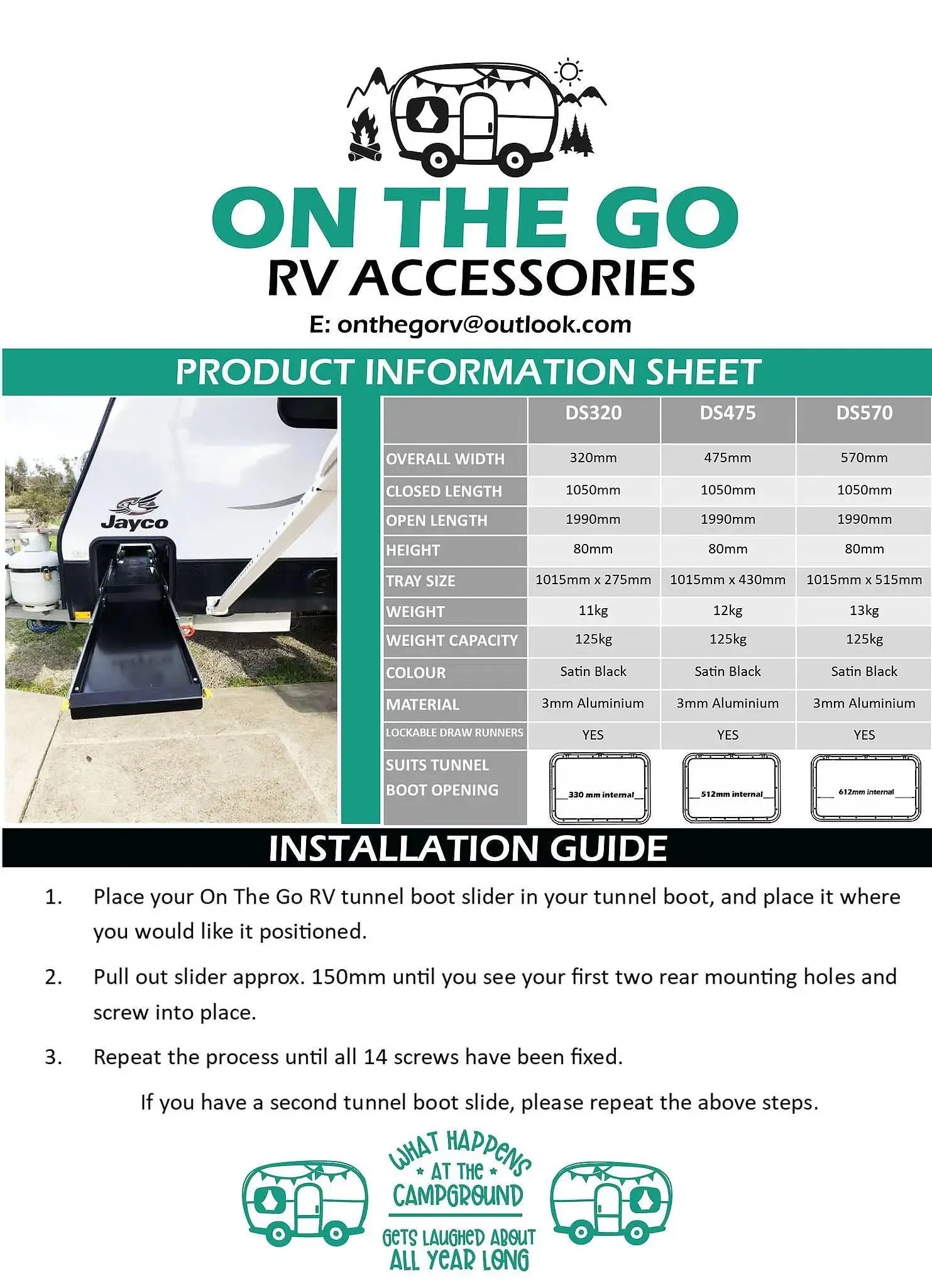 DS320 Tunnel Boot Slide from On The GO RV