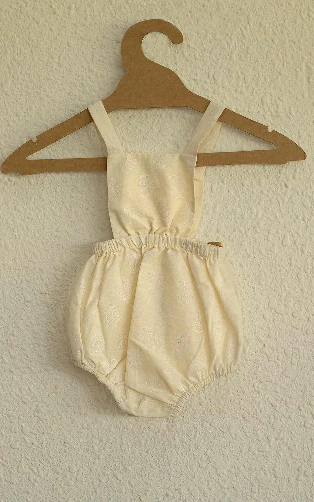 EASY BREEZY HAND BLOCK PRINTED ROMPER IN COTTON KASAVU WITH BOWS AT THE FRONT