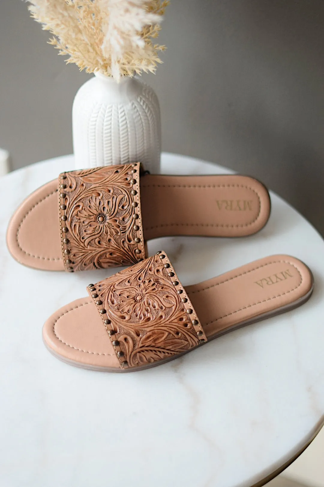 Ellie Western Hand Tooled Sandals