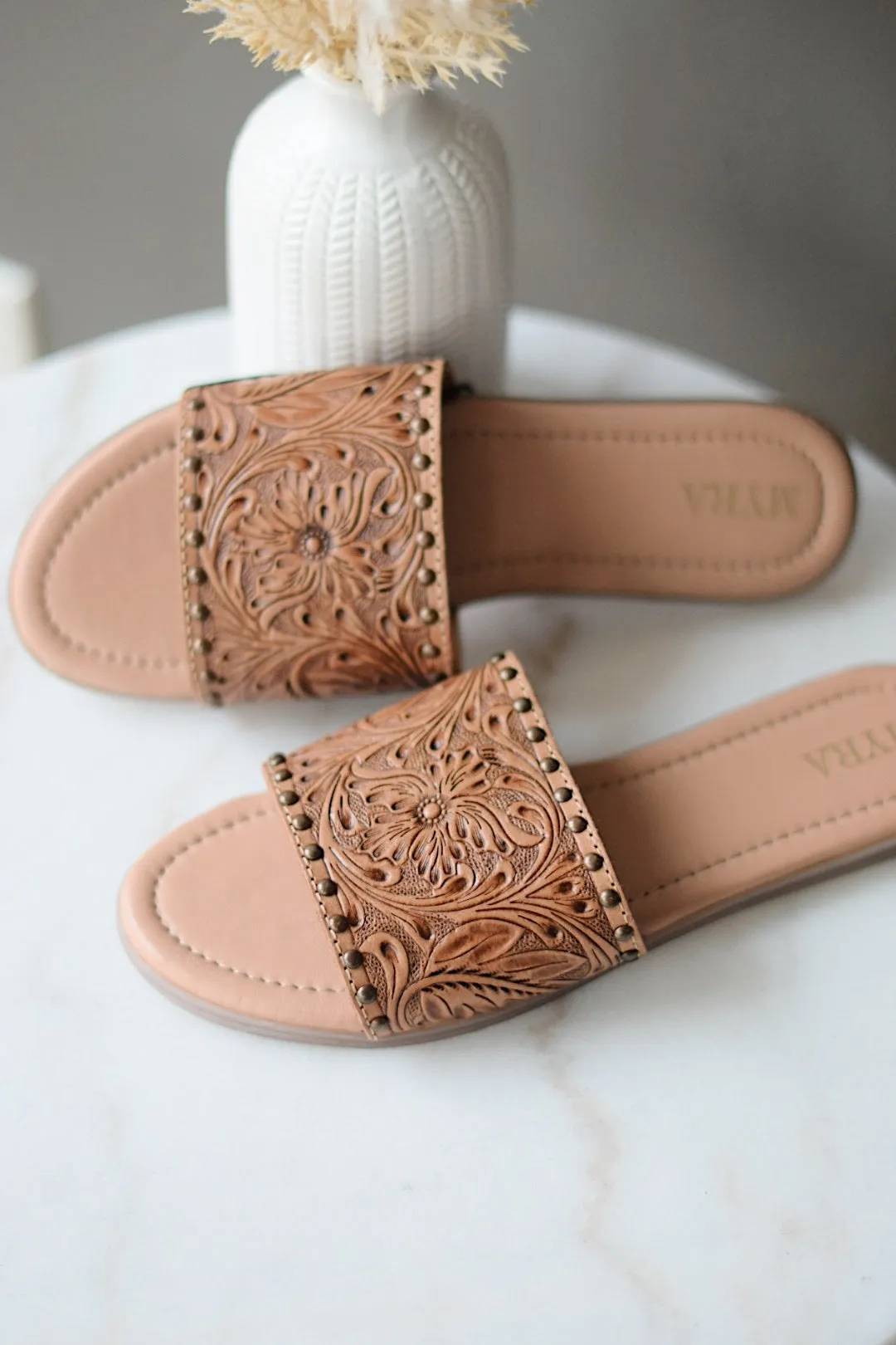 Ellie Western Hand Tooled Sandals