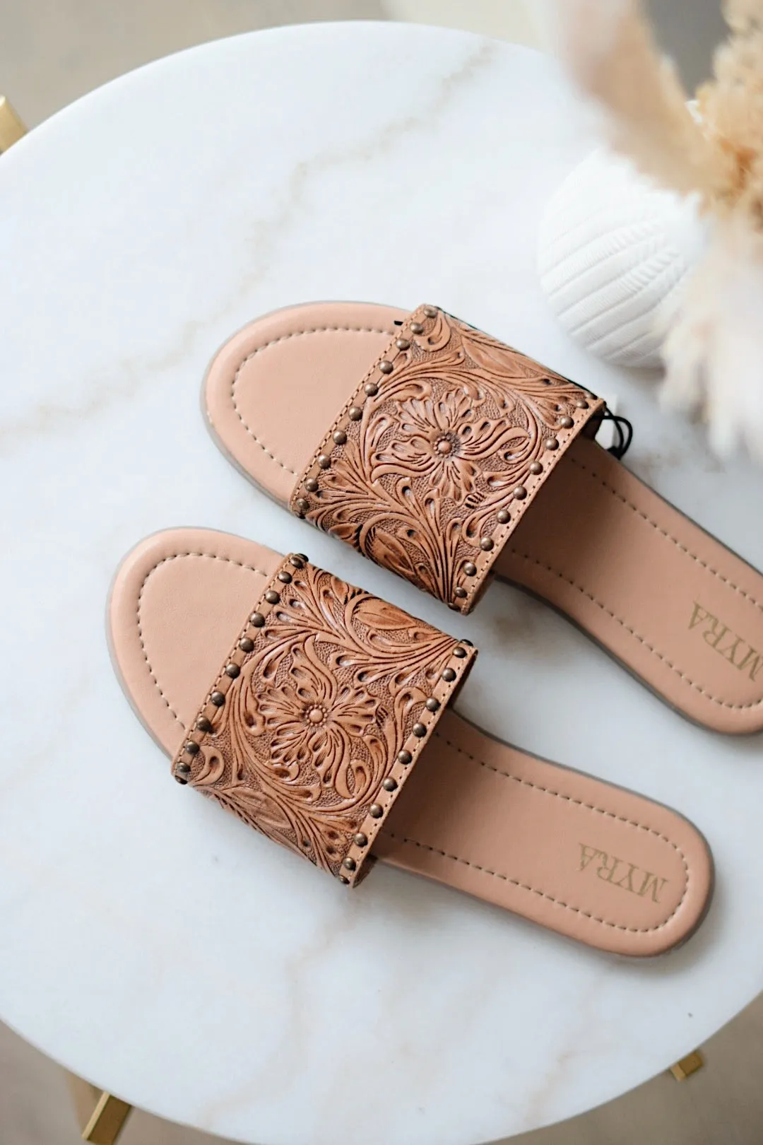 Ellie Western Hand Tooled Sandals