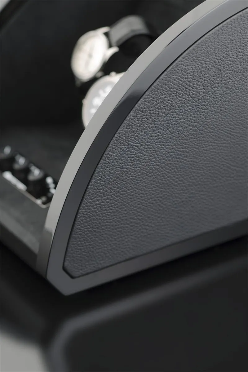 Elma Motion Style II Double Watch winder - High Gloss Black/Black Leather