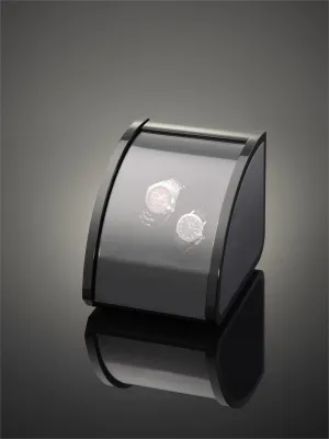 Elma Motion Style II Double Watch winder - High Gloss Black/Black Leather