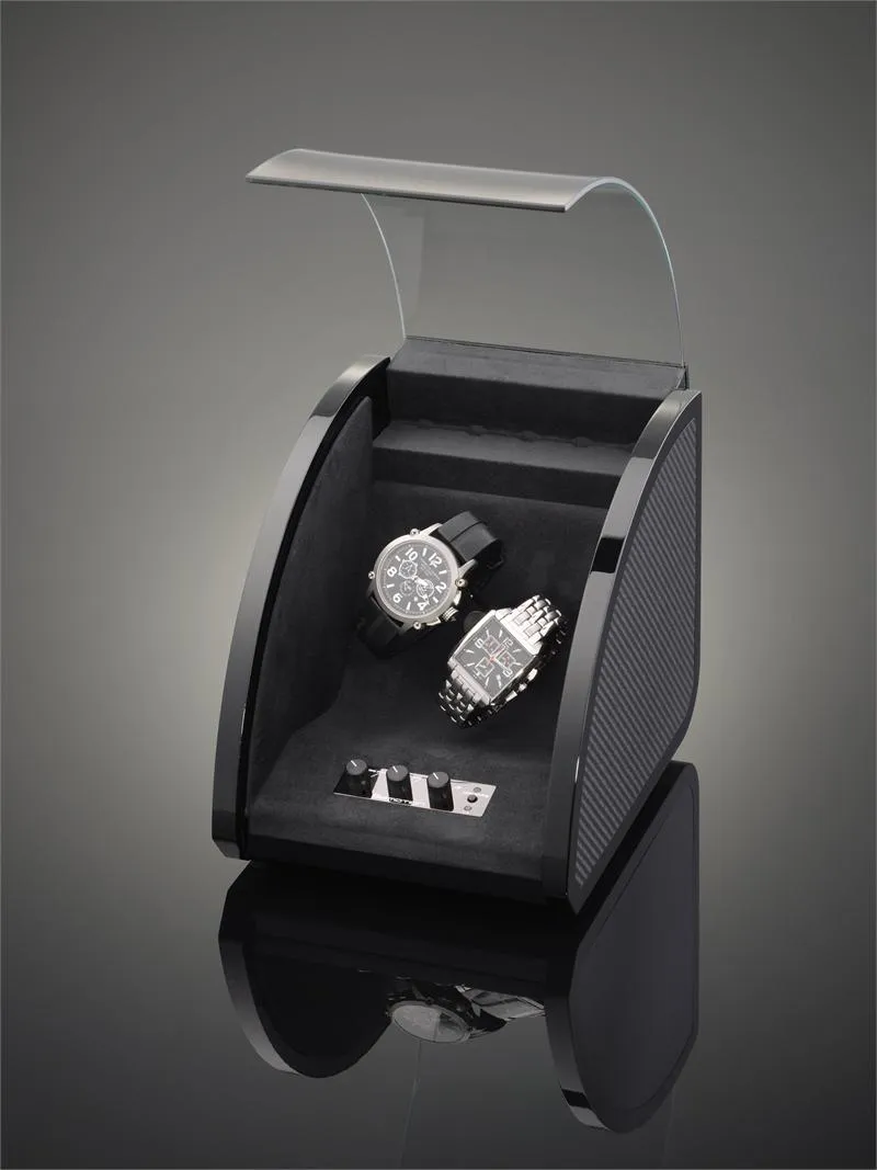 Elma Motion Style II Double Watch winder - High Gloss Black/Carbon Fiber