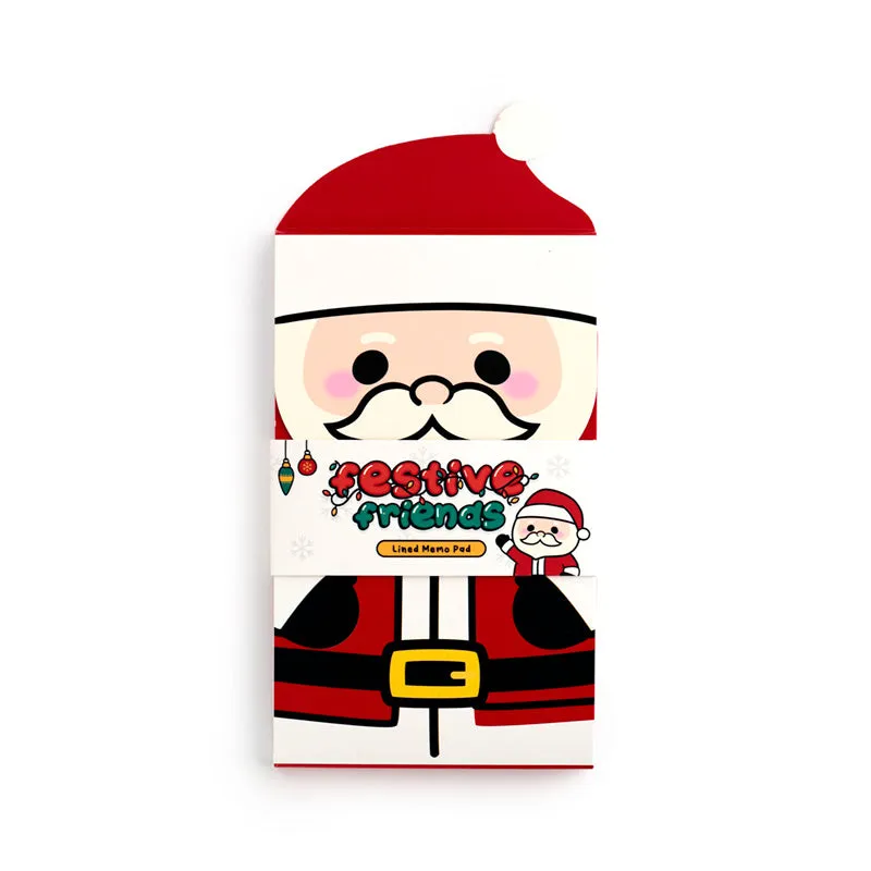 Flip Open Shaped Memo Pad - Christmas Festive Friends Santa