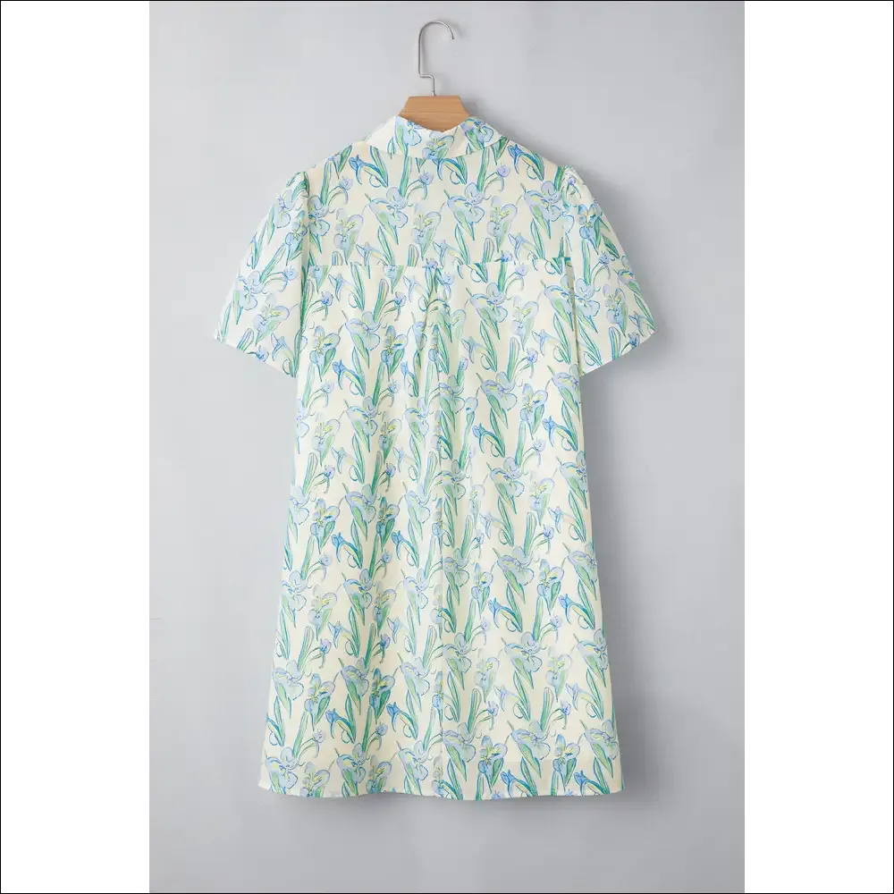 Flirty Green Floral Mini Dress with Half Buttons