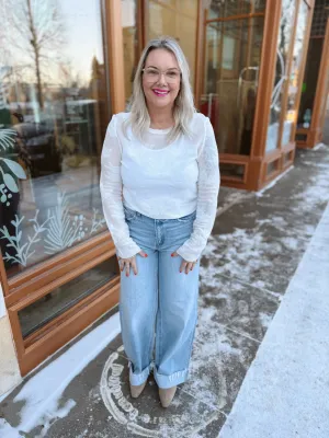 Floral Patter Long Sleeve Sheer Top