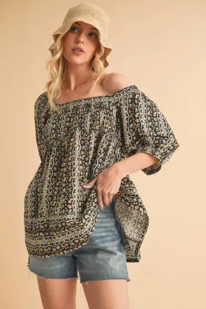 Floral Short Sleeve Babydoll Top For Women – Romantic Fluttering Comfortable Cottagecore Blouse with Feminine Flair