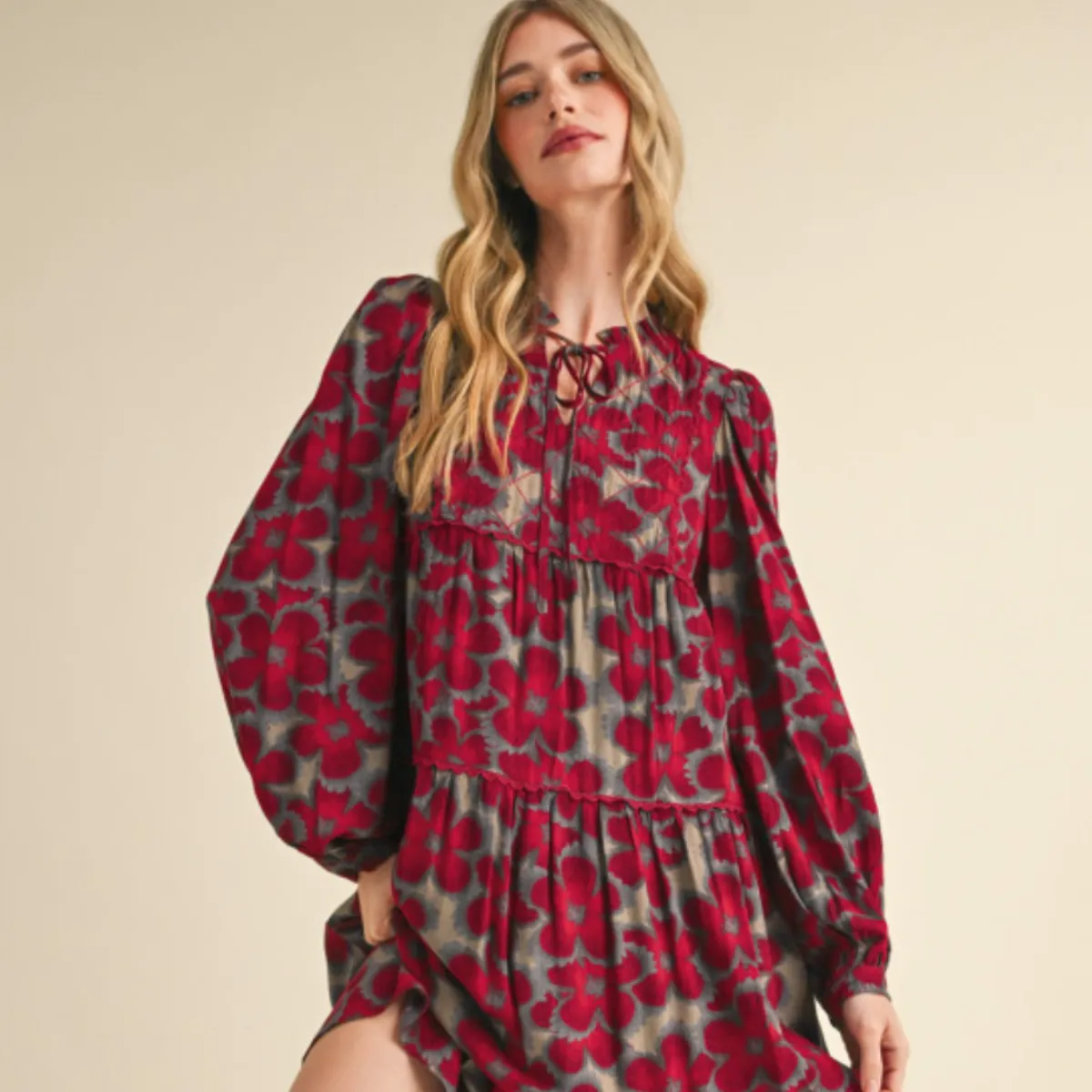Floral Tiered Lace Trim Midi Dress – A Timeless Statement for Every Occasion