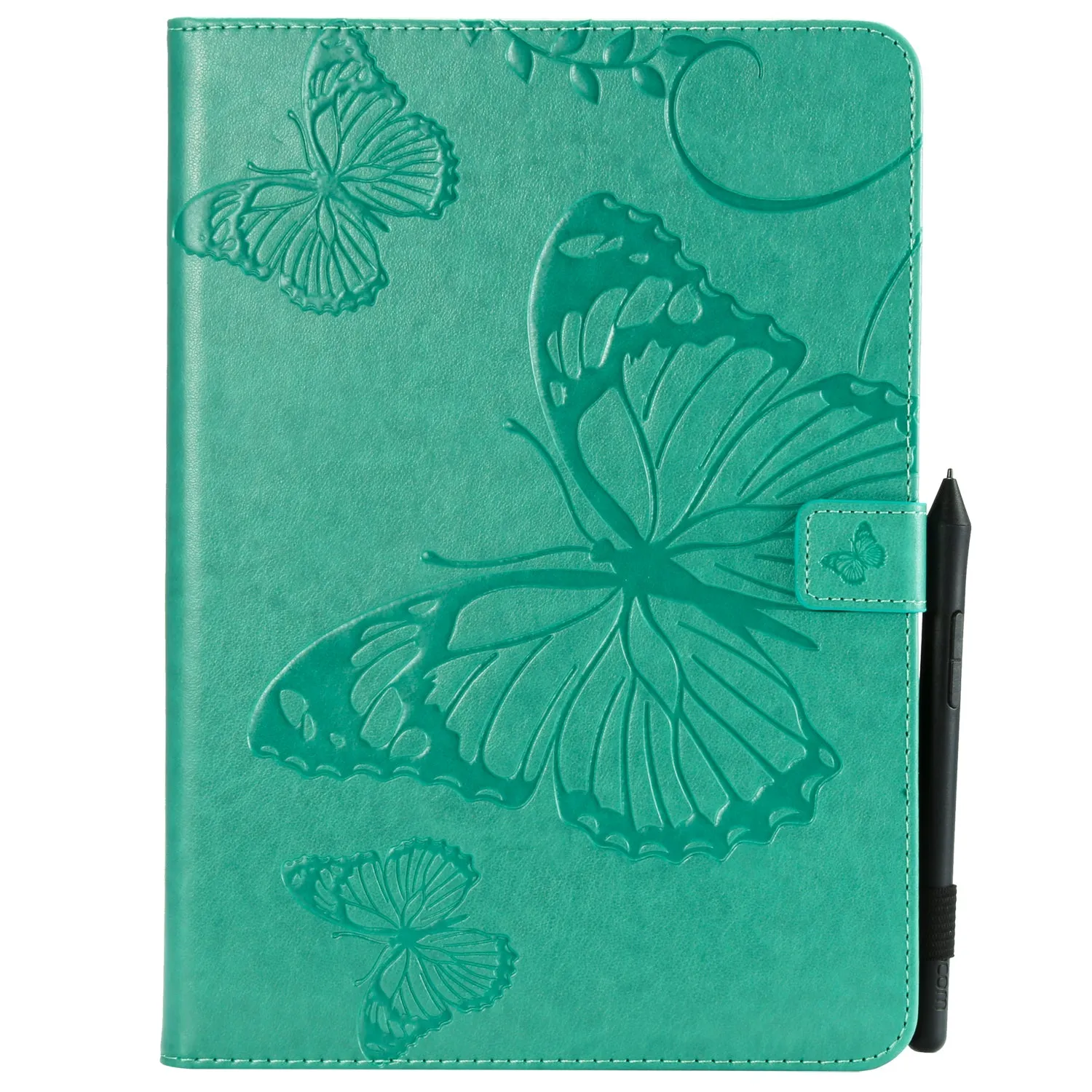 For iPad 5/6/air1/air2 9.7 Fashion Butterfly Embossed PU Leather Magnetic Closure Stand Case Auto Wake/Sleep Cover with Pen Slot Rose gold