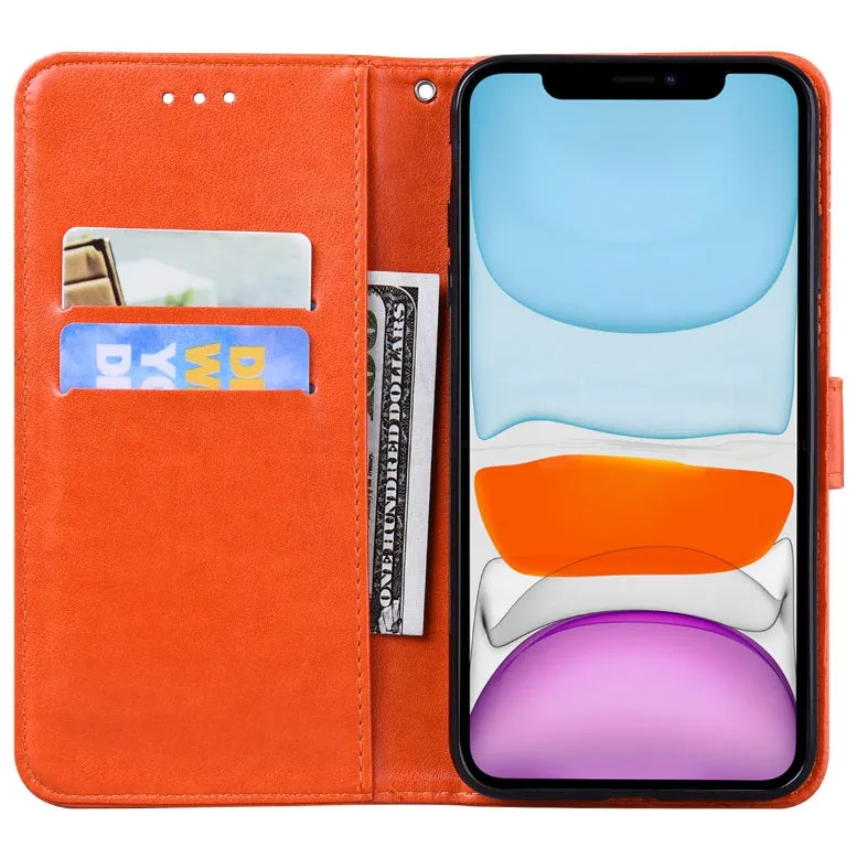 For iPhone12 iPhone12Pro 6.1 Inches Leather Case Flip Cover Card Slots Stand Bag green