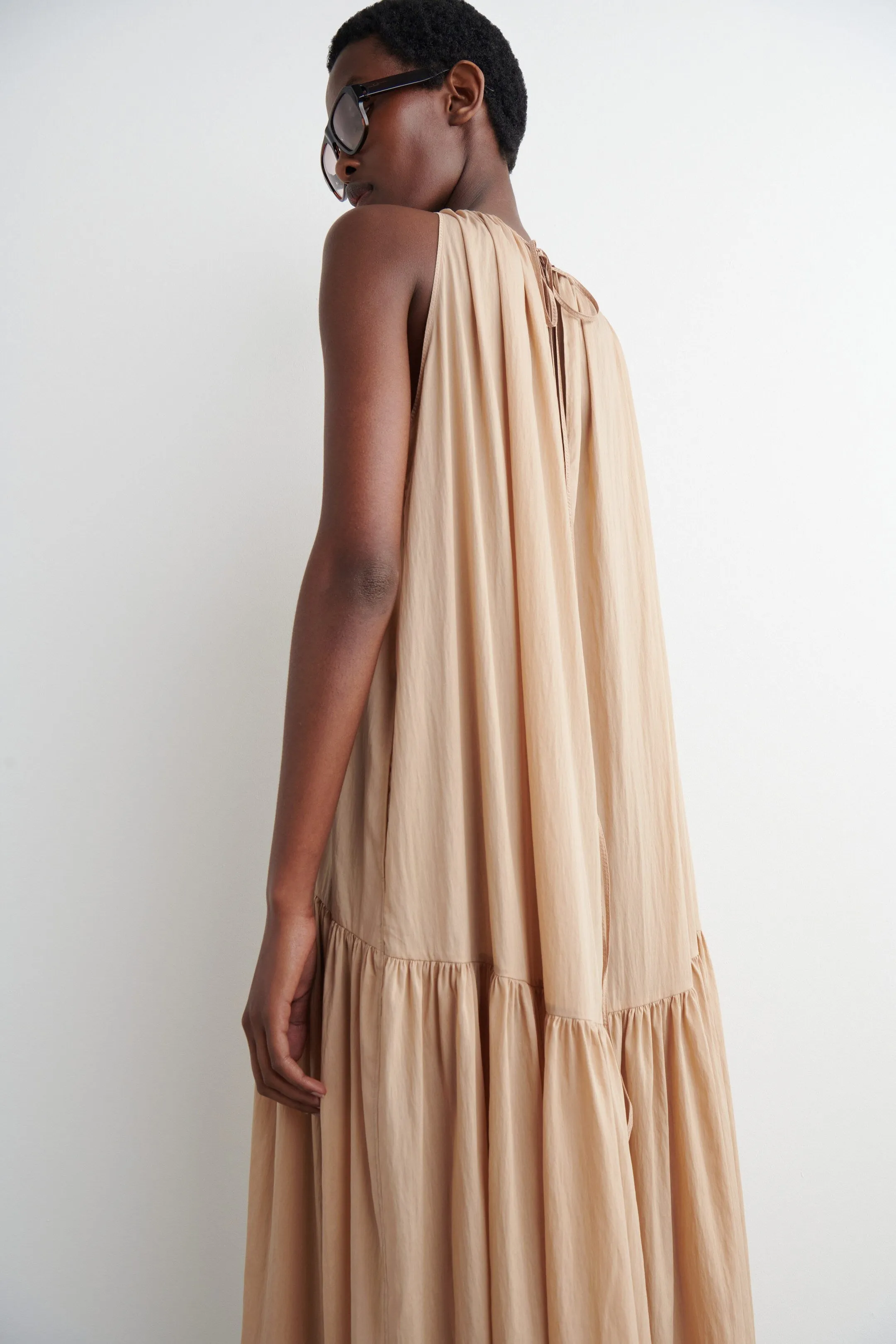 Gathered halterneck maxi dress