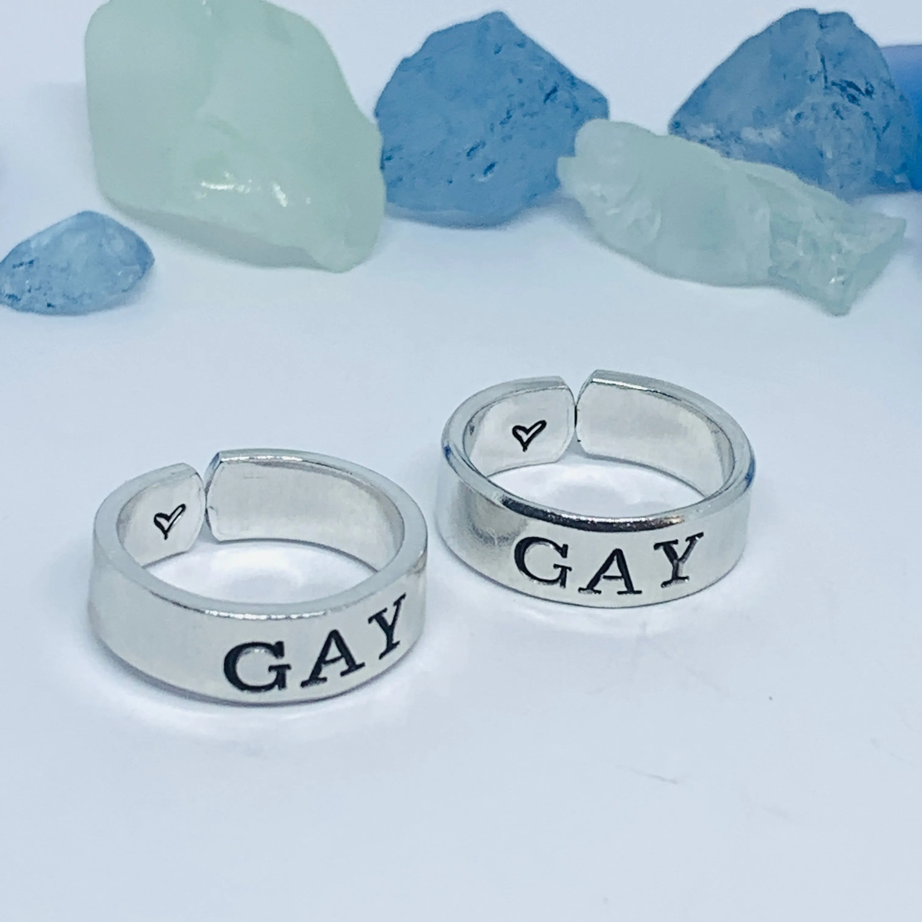 GAY Hand Stamped Ring | Proud LGBTQIA Ally Ring | Stamped Metal Cuff Ring | Gift for Them | LGBTQ Jewelry | Silence Ron DeSantis