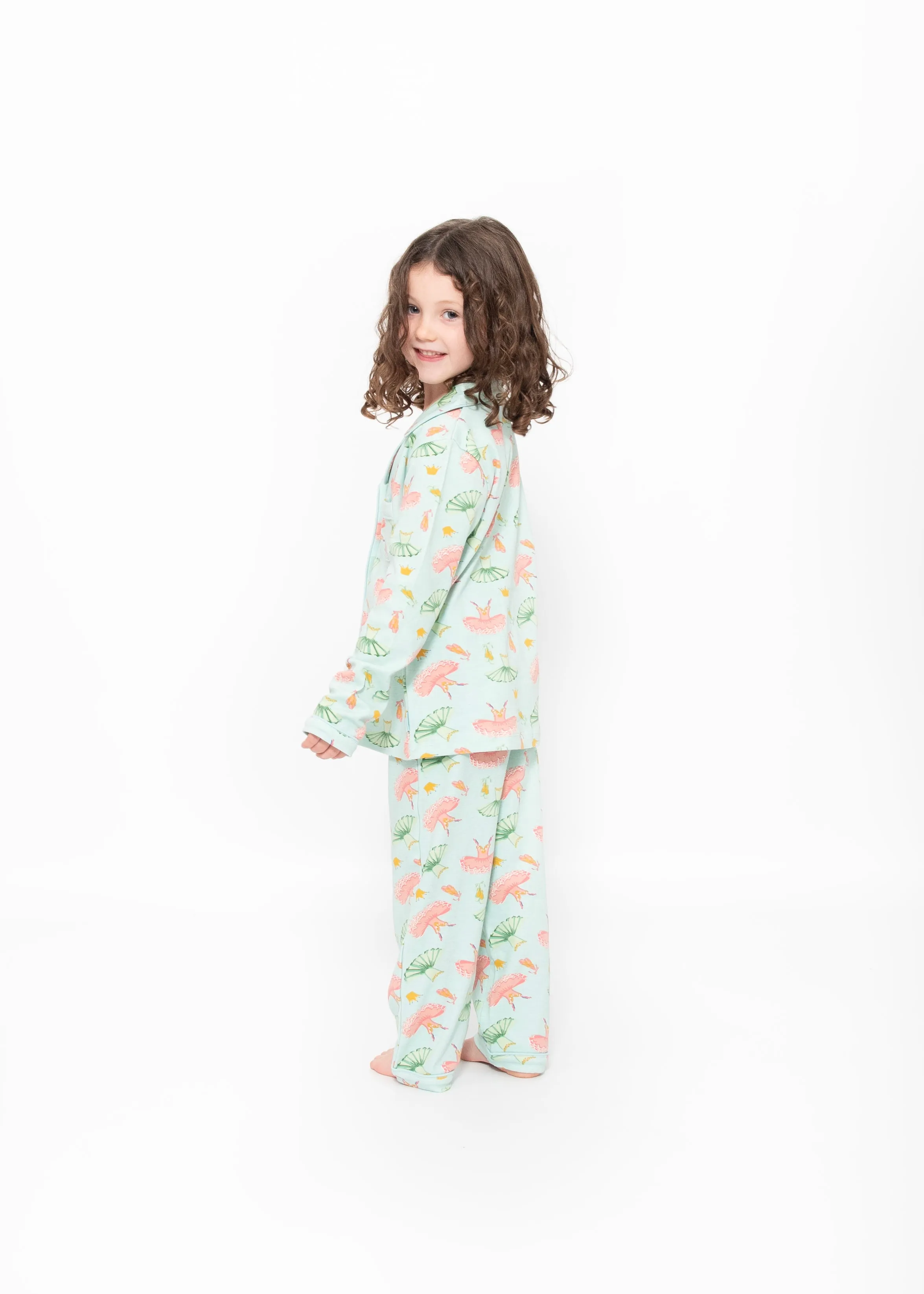 Girls button up pyjamas - ballet print