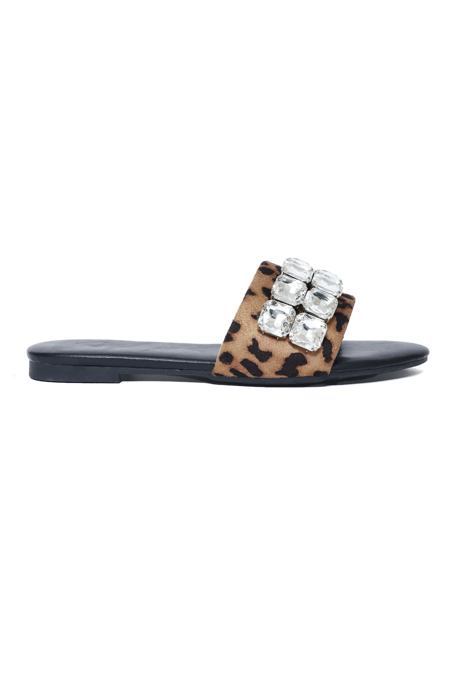 GLAM WILD LEOPARD EMBELLISHED SLIDE-LEOPARD