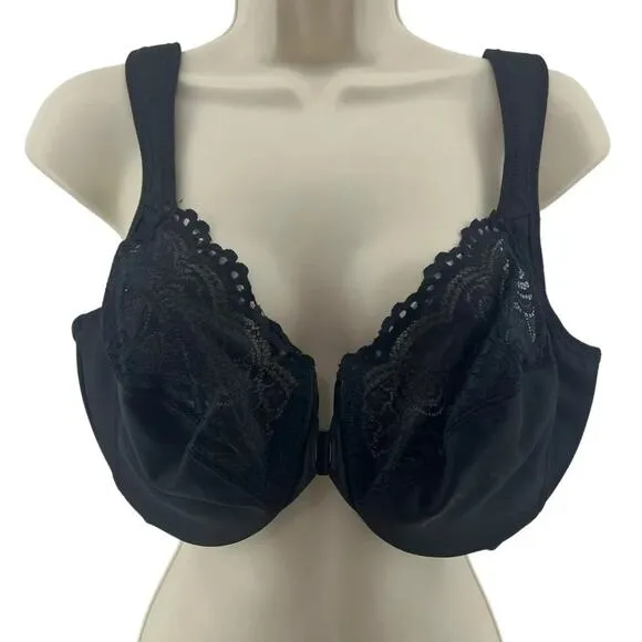 Glamorise Front Close Wonderwire Bra Black 1245 44C