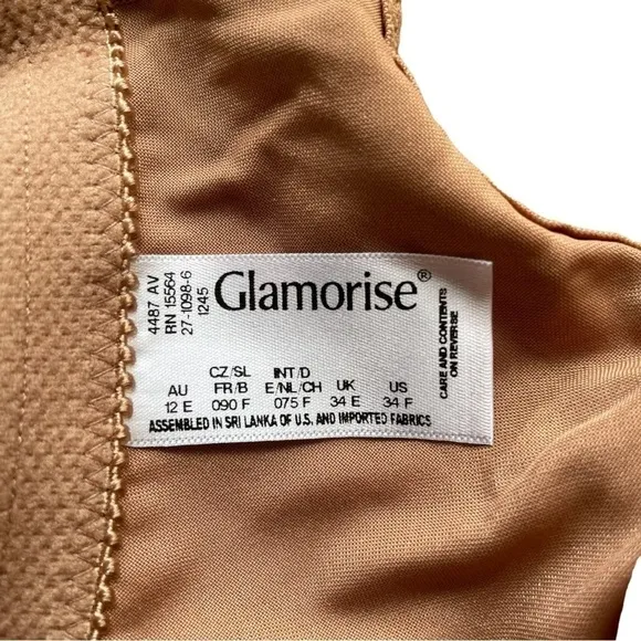 𝅺glamorise Womens Wonderwire Front-Closure Full Coverage Bra, Cappuccino, 34F