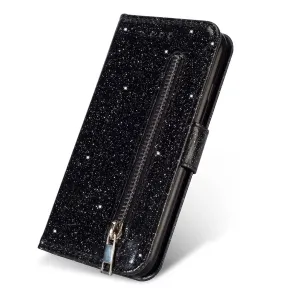 Glitter Bling Wallet Magnetic Zipper Leather Flip Case For Samsung Galaxy Note