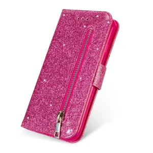 Glitter Bling Wallet Magnetic Zipper Leather Flip Case For Samsung Galaxy