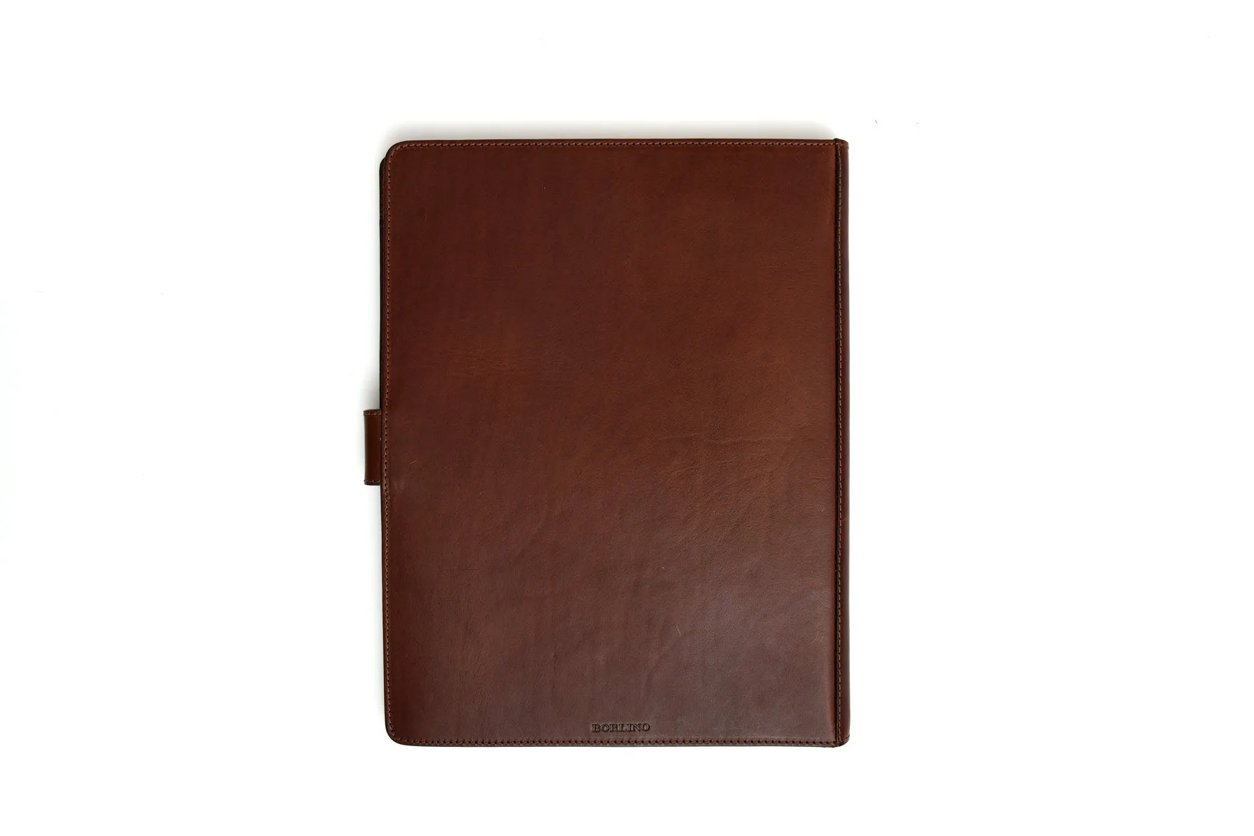Handmade Leather Magnetic Closure Padfolio - Walnut Brown