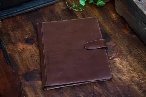 Handmade Leather Magnetic Closure Padfolio - Walnut Brown