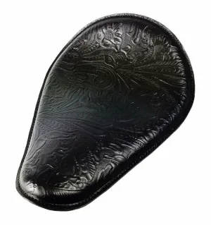 Harley Sportster  Bobber Honda Yamaha Seat 10x13 Black Tooled Leather Chopper