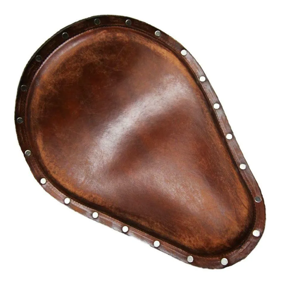 Harley Sportster Chopper Seat  Brown Distressed Leather Stainless Rivets  Bobber
