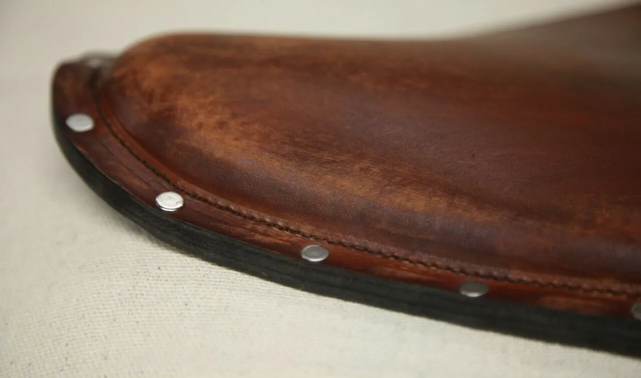 Harley Sportster Chopper Seat  Brown Distressed Leather Stainless Rivets  Bobber